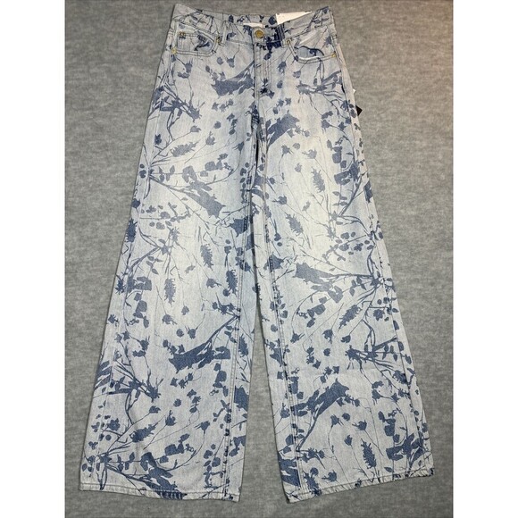 BDG Urban Outfitters Jeans BLue Floral Low Rise A Wide Leg Size‎ 25 - Picture 1 of 5